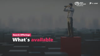 What’s available
Search Offerings
 