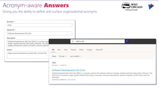 Giving you the ability to define and surface organizational acronyms
 