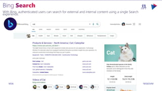 M365VIRTUALMARATHON.COM #M365VM
With Bing, authenticated users can search for external and internal content using a single Search
experience.
 