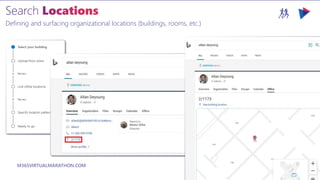 M365VIRTUALMARATHON.COM #M365VM
Defining and surfacing organizational locations (buildings, rooms, etc.)
 