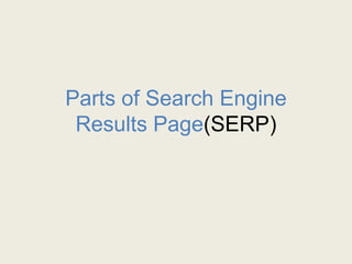 Parts of Search Engine
Results Page(SERP)
 