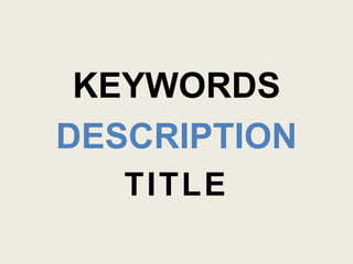 KEYWORDS
DESCRIPTION
TITLE
 