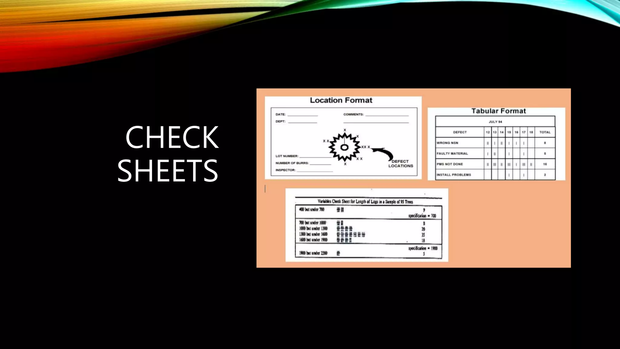 CHECK
SHEETS
 