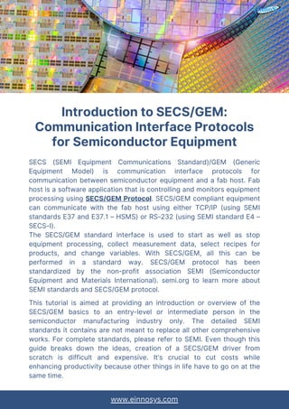Introduction to SECSGEM Communication Interface Protocols for ...
