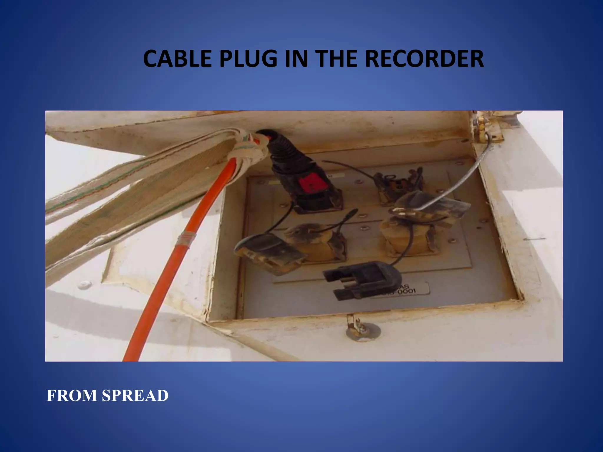 CABLE PLUG IN THE RECORDER
FROM SPREAD
 