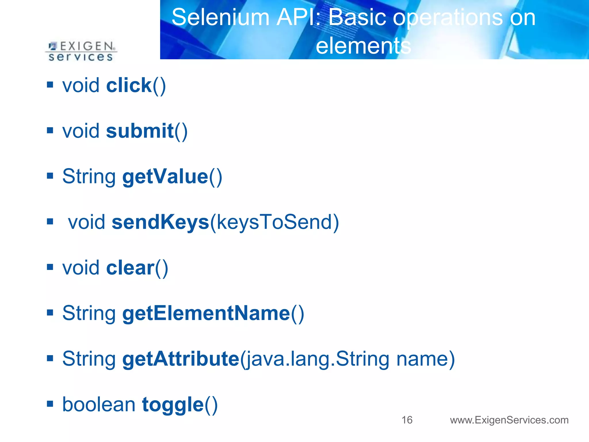 Introduction to Selenium Web Driver | PPT