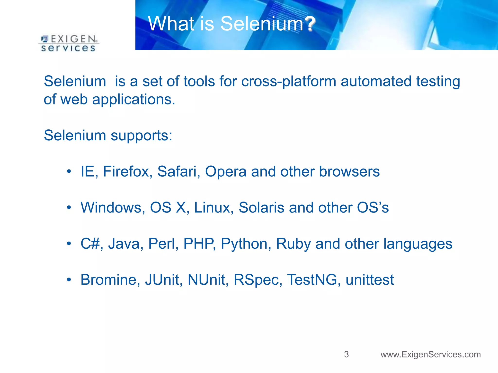 Introduction to Selenium Web Driver | PPT