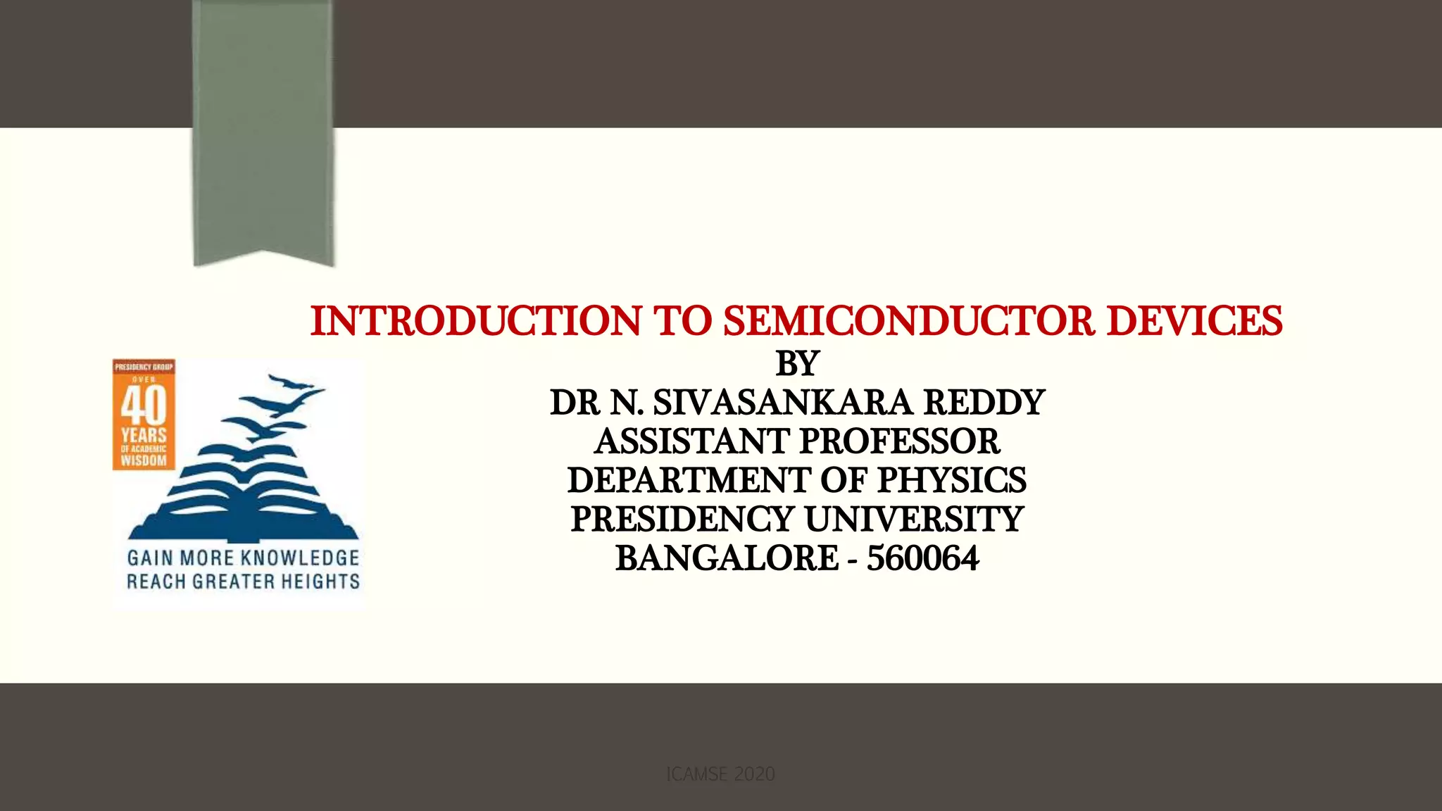 Introduction to semiconductor devices | PPTX