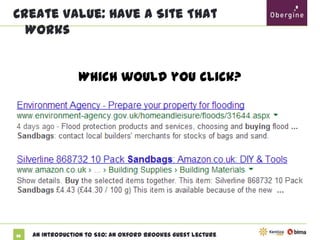 Create Value: Have A Site That Works

Which would you click?

26

An Introduction to SEO: An Oxford Brookes Guest Lecture

 