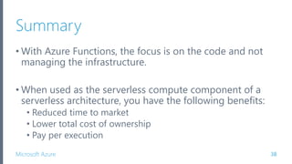 Introduction to serverless compute with azure functions | PPTX