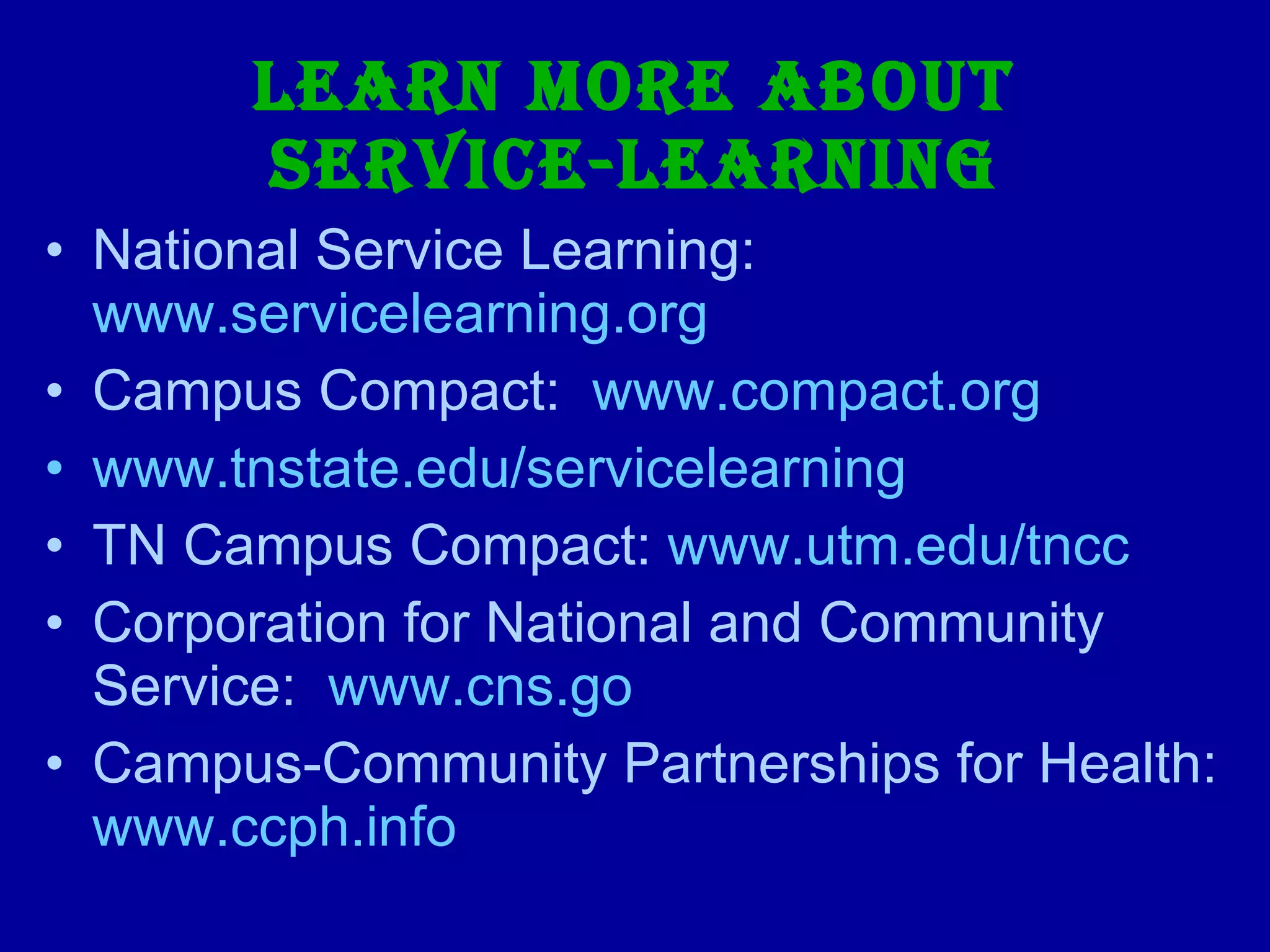 Introduction to service learning | PPT