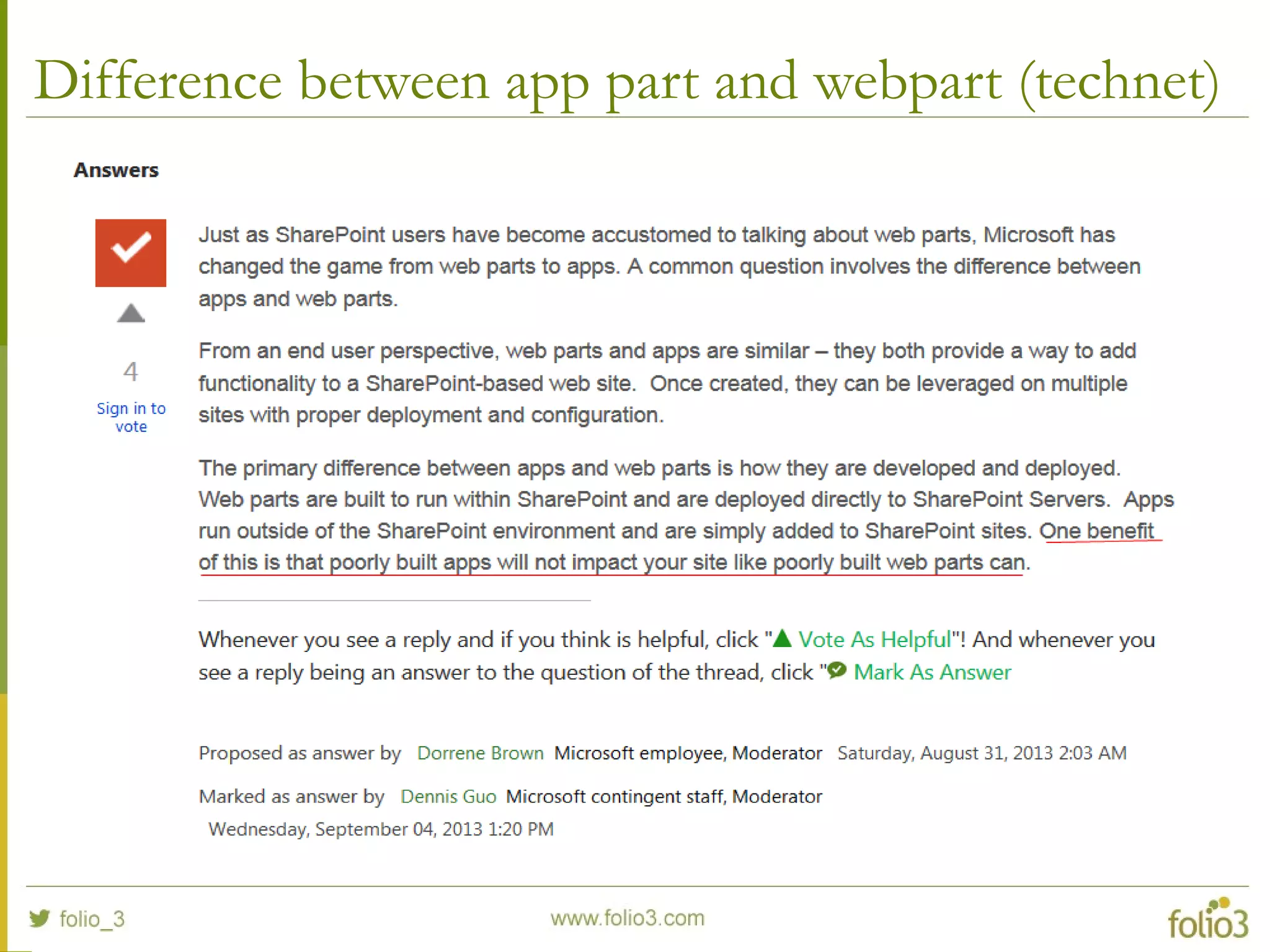 Difference between app part and webpart (technet)
 