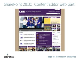 apps for the modern enterprise
SharePoint 2010: Content Editor web part
 