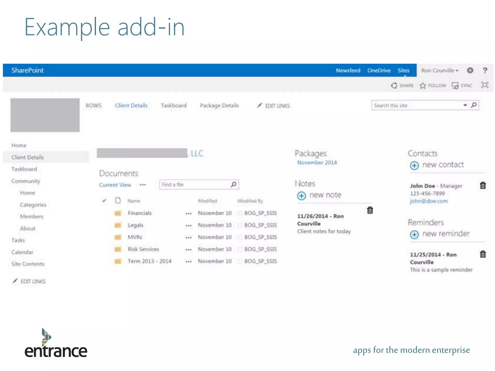 apps for the modernenterprise
Example add-in
 