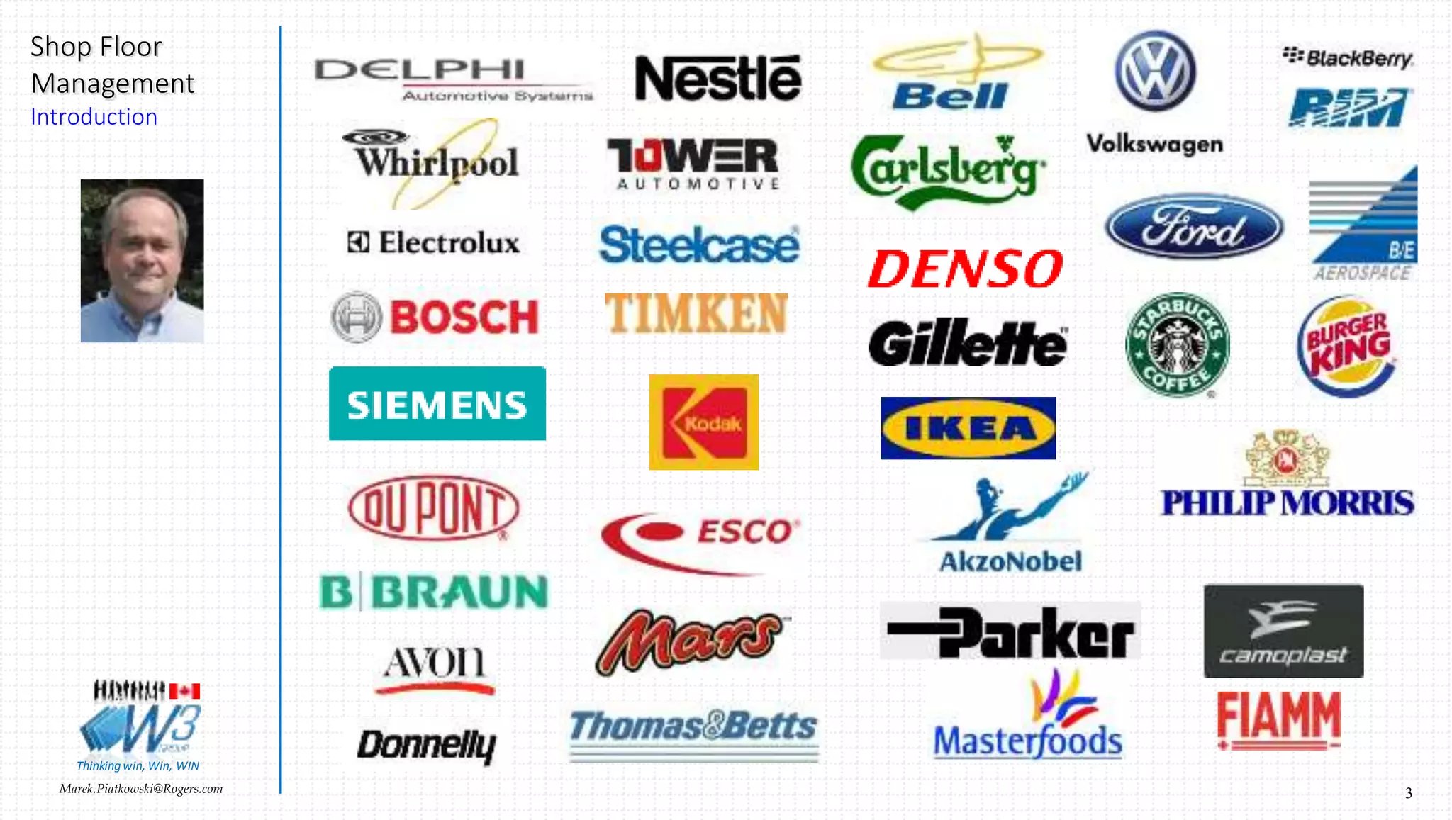 3Marek.Piatkowski@Rogers.com
Shop Floor
Management
Introduction
Thinkingwin, Win, WIN
 