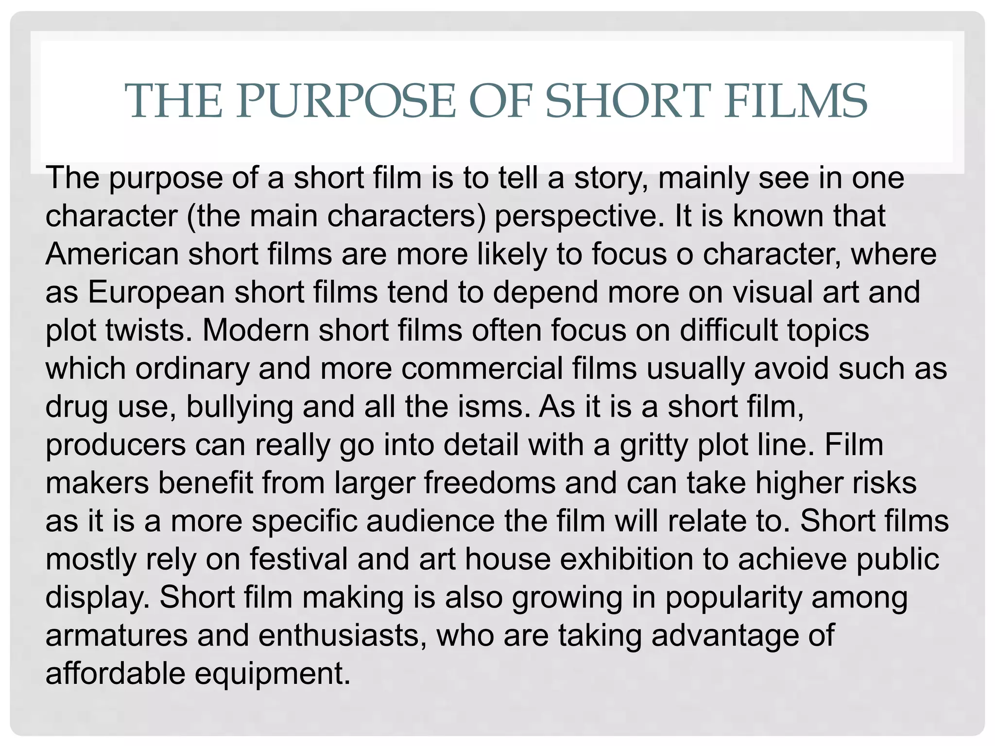 Introduction to short films | PPTX