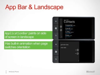 App Bar & Landscape




2   Windows Phone
9
 