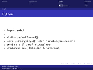 Introduction to sl4 a | PDF | Operating Systems | Computer Software and ...
