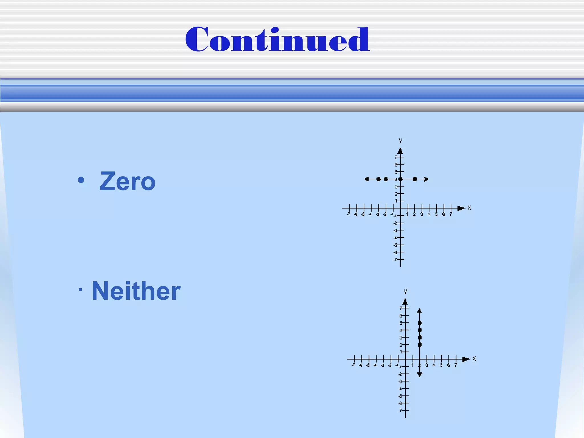 Continued


• Zero



•   Neither
 