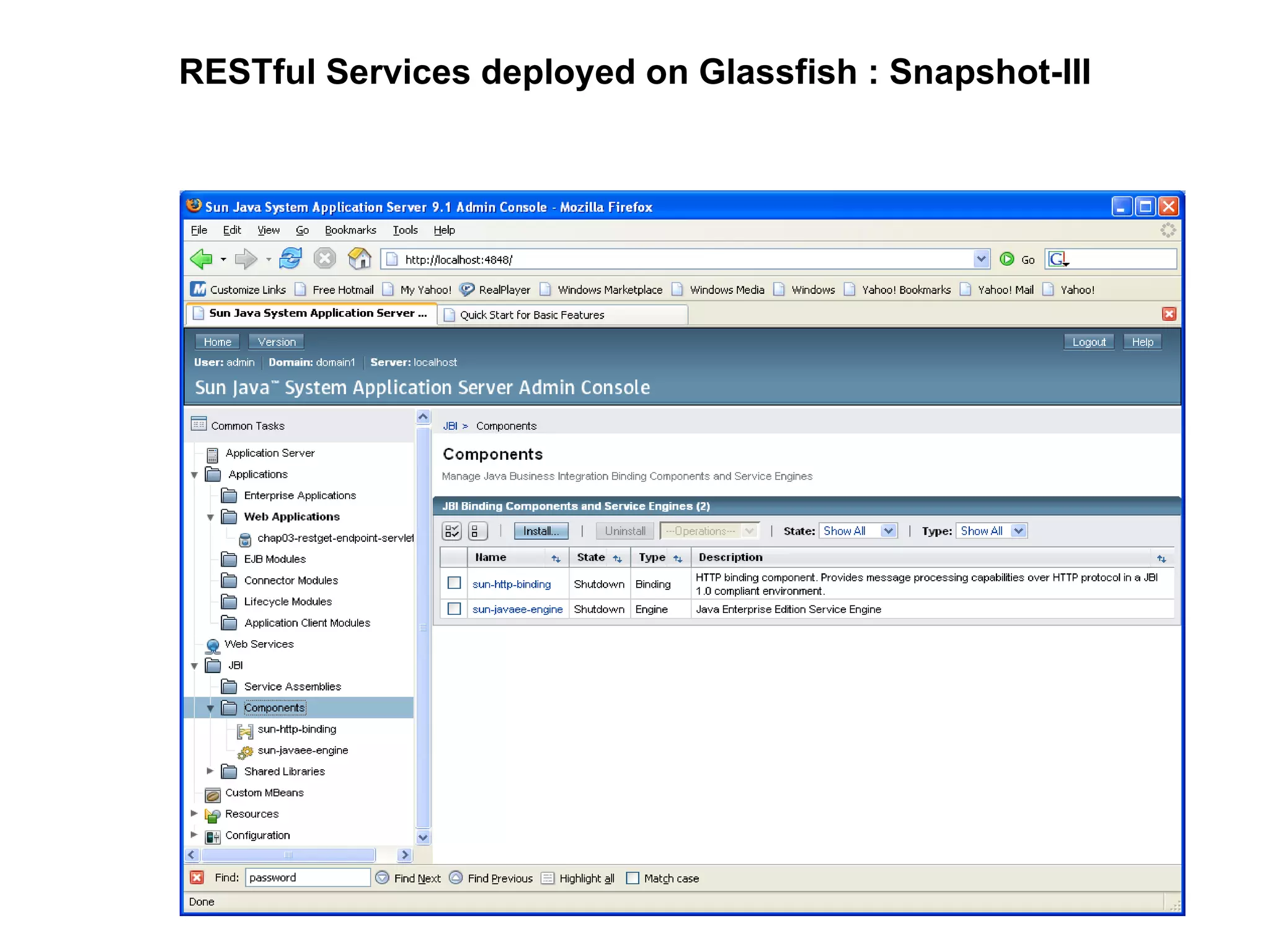 RESTful Services deployed on Glassfish : Snapshot-III 