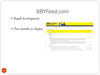 BBYFeed.com
       Rapid development


       Two months to deploy




176
 