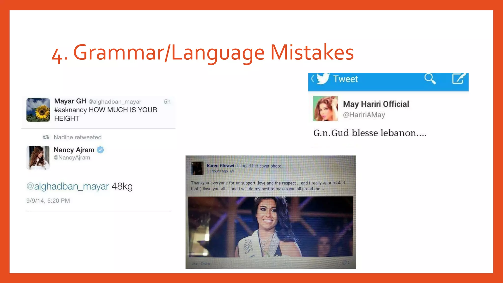 4. Grammar/Language Mistakes
 