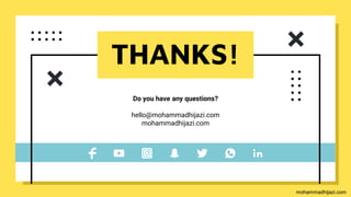 THANKS!
Do you have any questions?
hello@mohammadhijazi.com
mohammadhijazi.com
mohammadhijazi.com
 