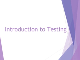 Introduction to Testing
1
 
