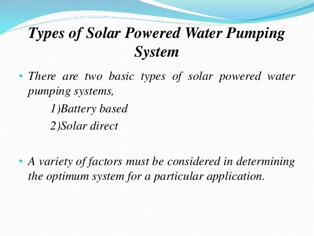 Introduction To Solar Water Pumping