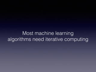 Most machine learning 
algorithms need iterative computing 
 
