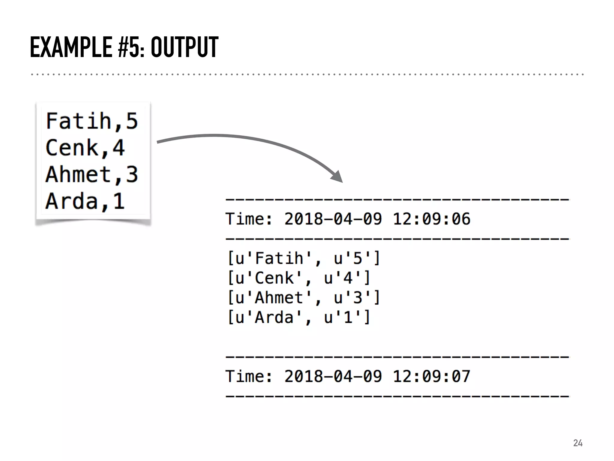 EXAMPLE #5: OUTPUT
24
 