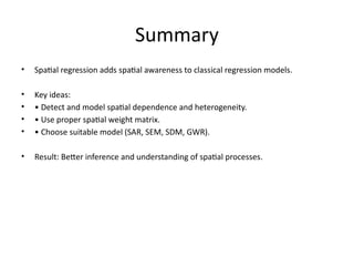 Comprehensive Introduction to Spatial Regression and Its Applications ...