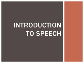 INTRODUCTION
TO SPEECH

 