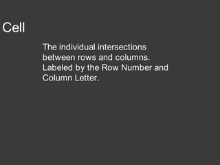 Definition Of Cell In Computer Introduction to spreadsheets | PDF
