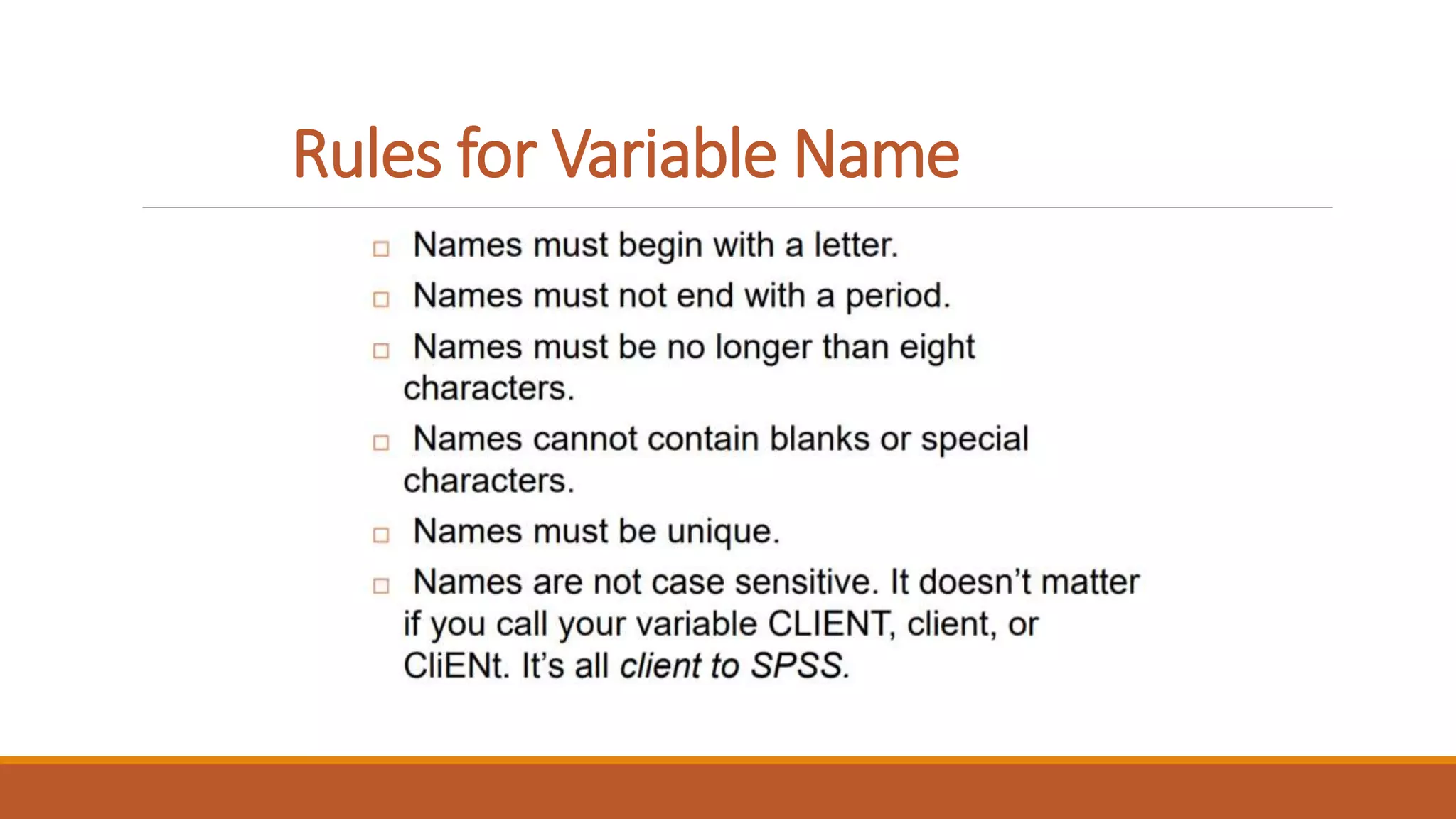 Rules for Variable Name
 