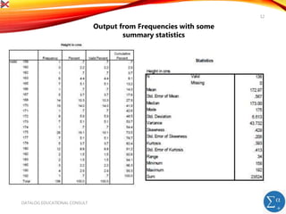DATALOG EDUCATIONAL CONSULT
12
Output from Frequencies with some
summary statistics
 
