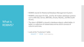 Ibm Rdbms Introduction to SQL | PPTX