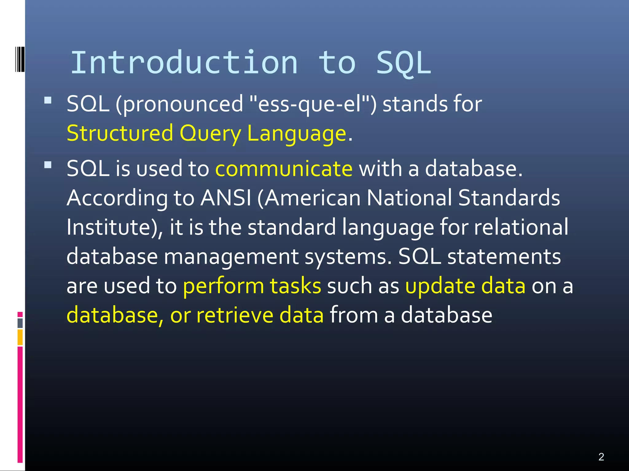 Introduction to SQL | PPT