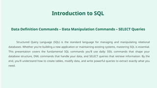 Introduction to Structured Query Language | PPTX