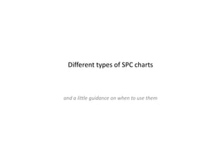 Different types of SPC charts



and a little guidance on when to use them
 