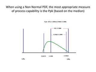 When using a Non Normal PDF, the most appropriate measure
   of process capability is the Ppk (based on the median)
 