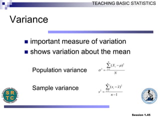 Formula Variance Analysis Introduction Statistics Data INTRODUCTION TO STATISTICS.ppt