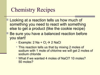 Stochiometry Cooking Examples Introduction to stocihiometry milestone | PPT