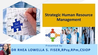 Presented by
DR RHEA LOWELLA S. FISER,RPsy,RPm,CSIOP
Strategic Human Resource
Management
 