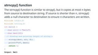 Introduction to Strings, String Handling Functions | PPTX