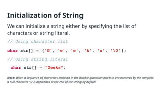 Introduction to Strings, String Handling Functions | PPTX