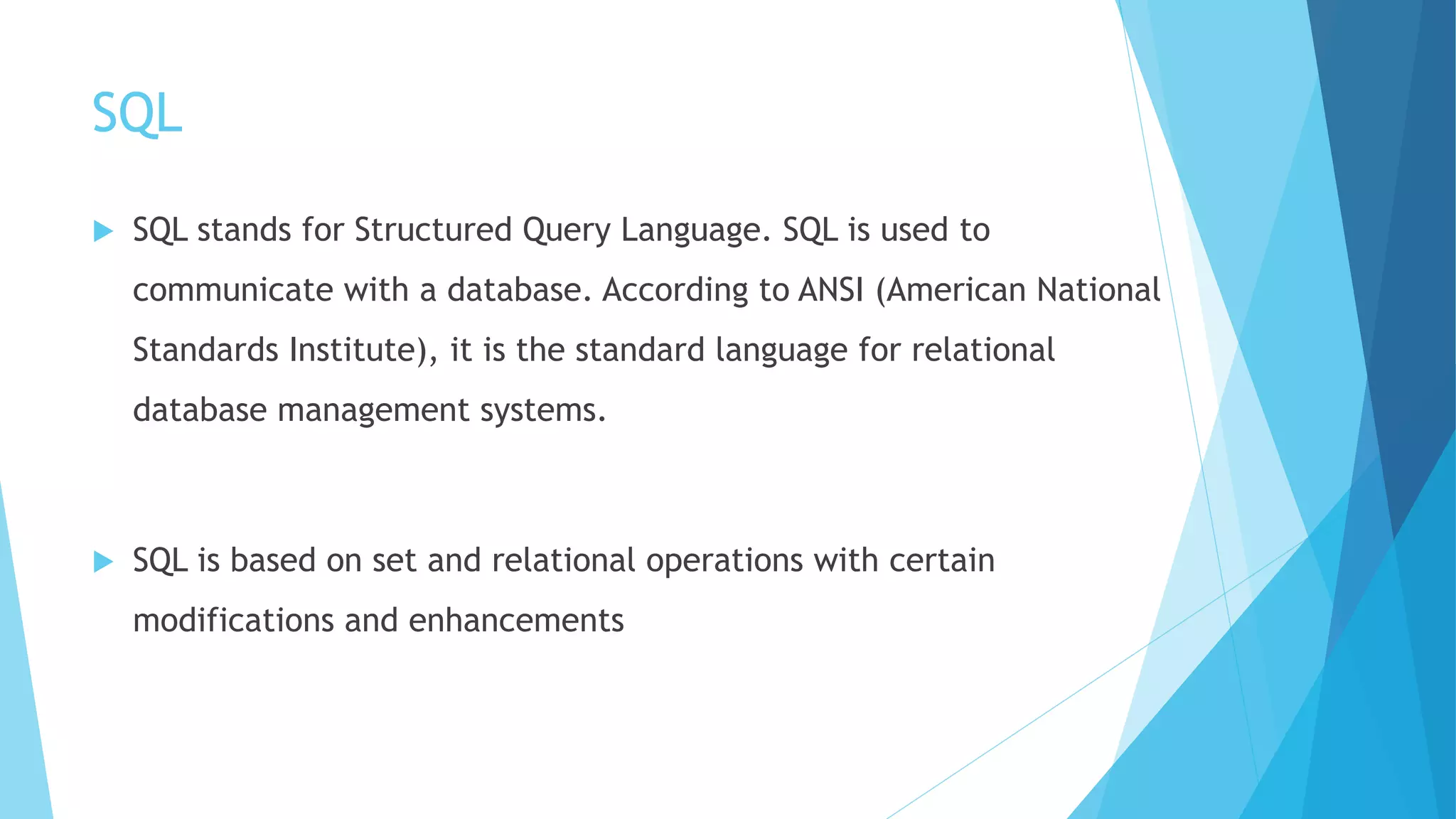 Introduction to structured query language | PPT