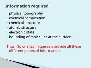 Introduction to Surface analysis Introduction to Surface analysis ...