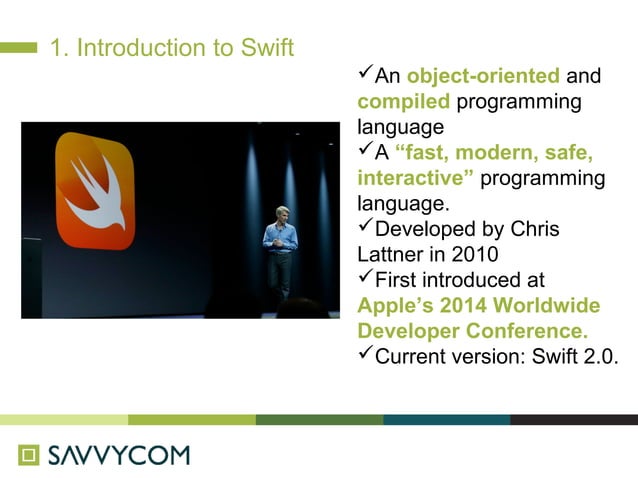 Swift Introduction | PPT | Programming Languages | Computing