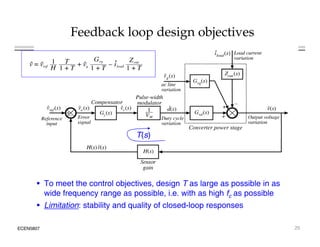 Feedback loop design objectives
T(s)
( )
• To meet the control objectives, design T as large as possible in as
wide frequency range as possible, i.e. with as high fc as possible
ECEN5807
• Limitation: stability and quality of closed-loop responses
25
 